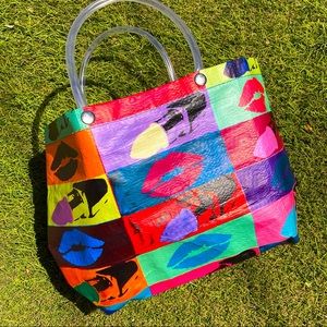 Warhol-inspired Lips and Lipstick Colorful Bag